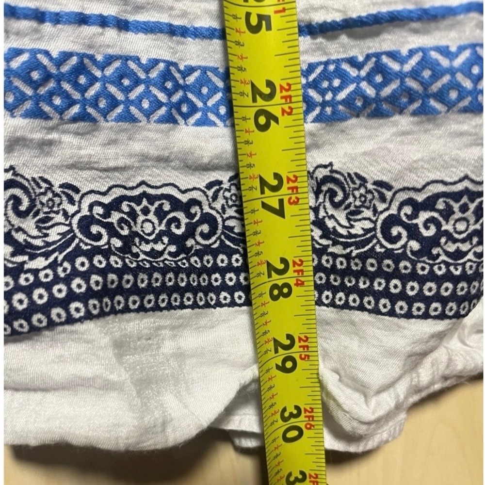 Coldwater Creek Womens White Blue Smocked Waist Cotton Border Print Midi Skirt S - Picture 5 of 5